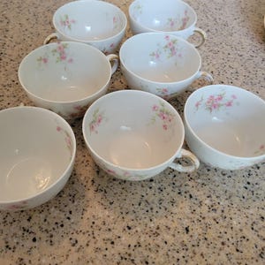 Tazas de té antiguas Theodore Haviland Limoges &quot;Pink Spray&quot; (7)