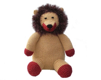 Knitted Lion Toy, UKCA and CE Tested Handmade Animal Toy, Baby Shower Gift or Children's Present