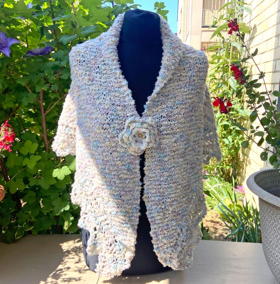 Crochet Scarf Pattern // Fable Shawl - Etsy Handmade textured shawl display picture 1