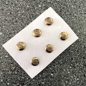 Vintage Gold Shank Buttons: Decorative Eye Pattern, Set of 6 (15mm)
