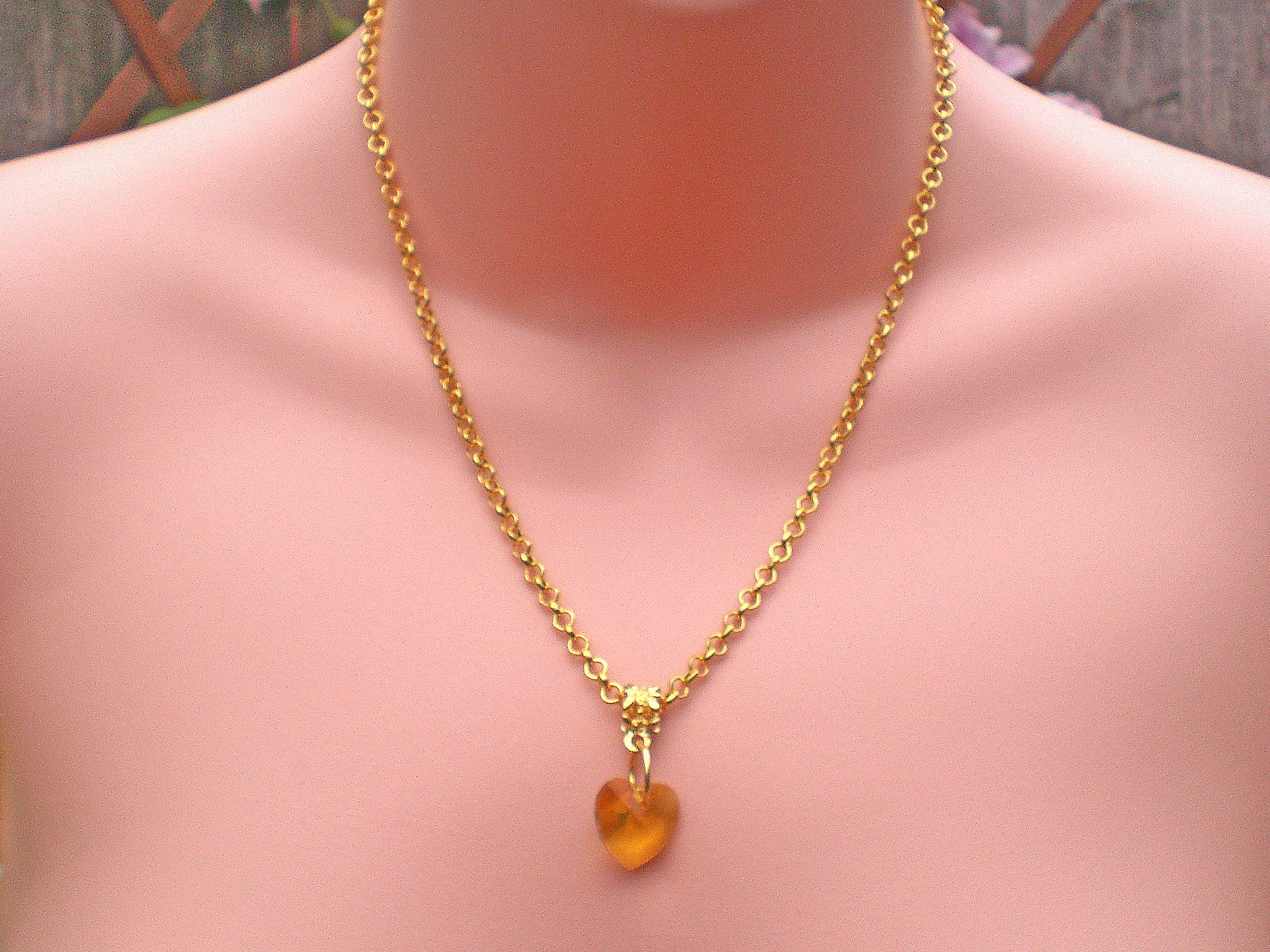 Gold Crystal Heart Pendant Necklace With Gold Plated Chain in Etsy UK
