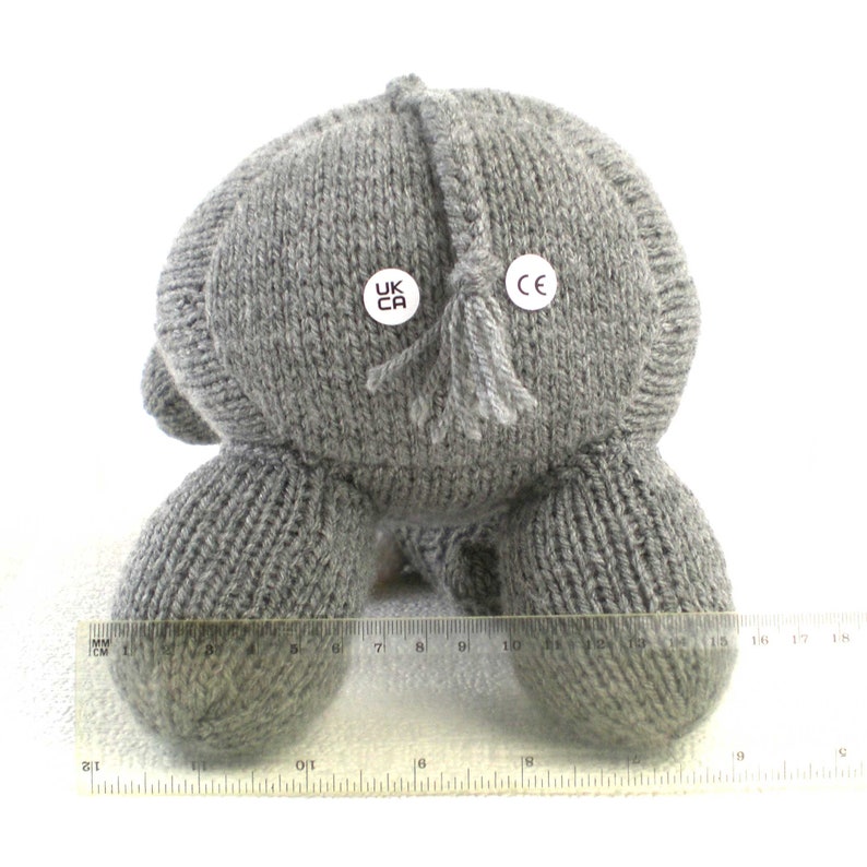 Knitted Elephant Toy, UKCA and CE Tested, Machine Washable, Handmade Baby Shower Gift or Children's Present image 7