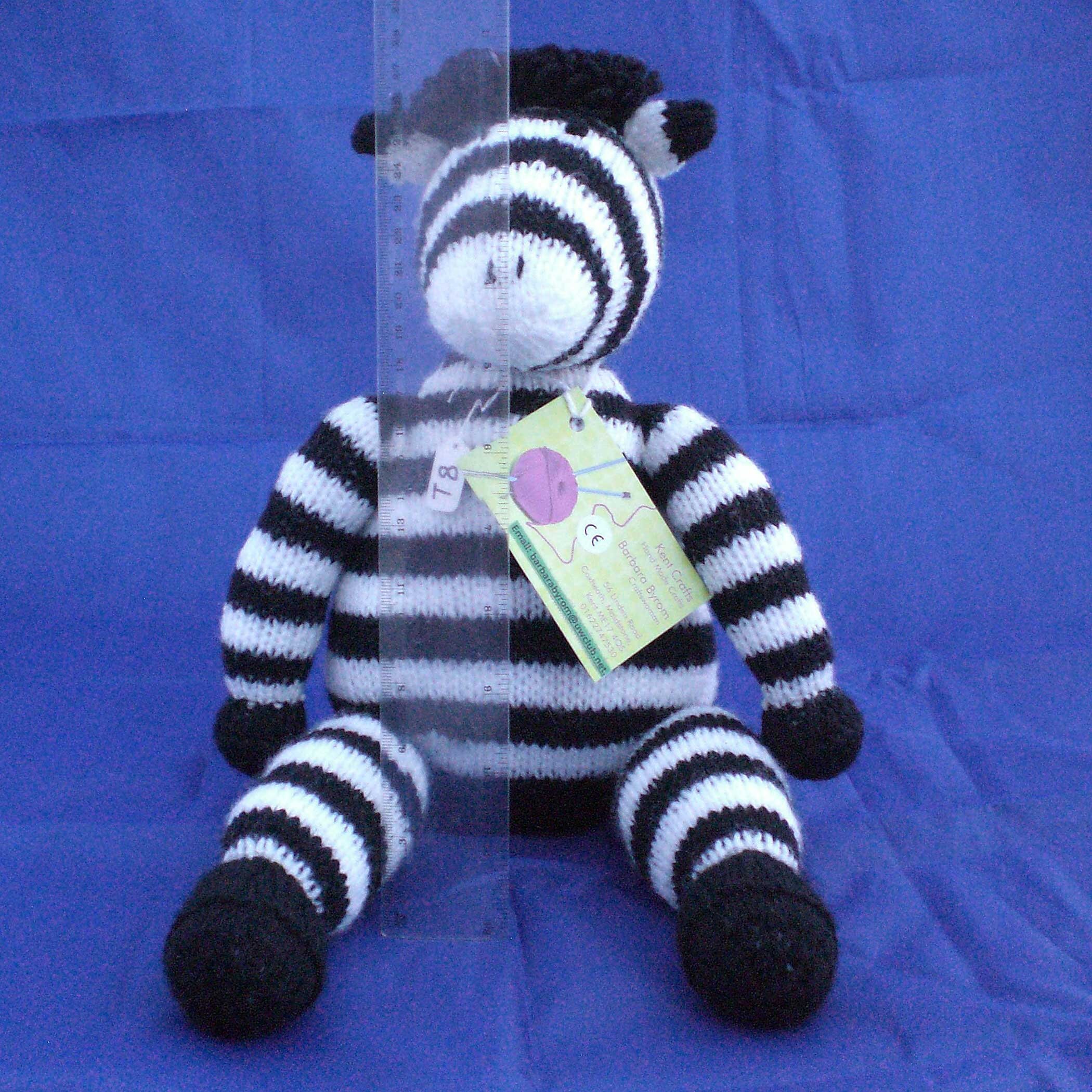 Knitted Zebra Toy, UKCA and CE Tested Handmade Soft Animal Toy, Baby