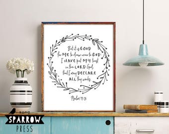 Bible Verse Wall Art, "Draw Near to God", Psalm 73:28, Scripture Art, Scripture Print, Bible Verse Art, Bible Verse Print, Digital Download