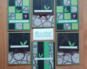 Six-Pack of Wood Greeting cards with Envelopes | Fifth Wedding Anniversary Cards