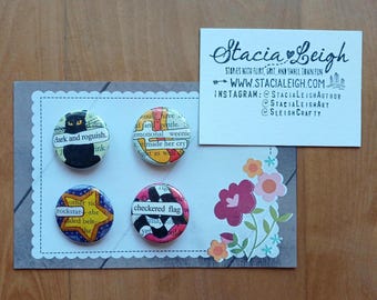 Found Poetry Pinback Buttons | One-of-a-Kind | Original Art | 1.25" |Trinkets