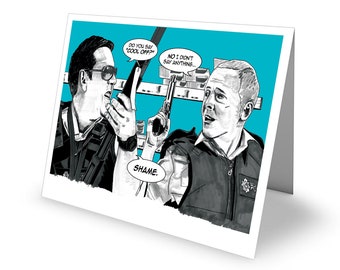 Dead All Over Hot Fuzz 'Shame' Greetings Card with envelope C6 Size Cult Movie Cornetto Trilogy Pegg/Frost