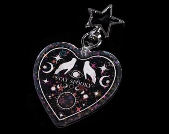 Stay Spooky Ouija Board Planchette | Witchy Goth 2'' Acrylic Holographic Double Sided Keychain