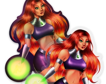 Starfire Teen Titans Clear & Holographic Vinyl Stickers