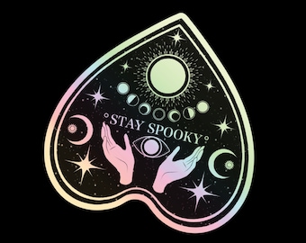 Stay Spooky Ouija Board Planchette | Witchy Goth Holographic Vinyl Sticker