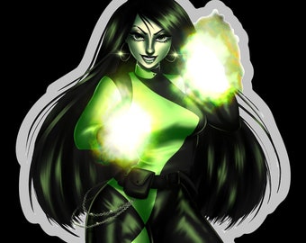 Shego Y2K Cartoon Villain | Evil Waifu | Green & Black Clear Vinyl Sticker