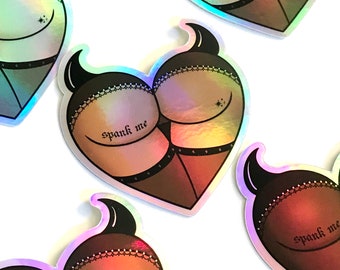 Holographic Big Booty Goth Gf Heart Valentine Vinyl Sticker