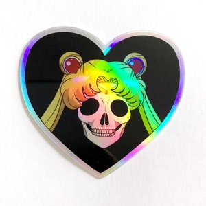 Sailor Moon & Usagi Goth Skull Heart Holographic Anime Sticker