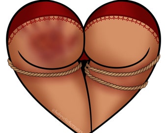 BDSM Heart Booty Valentine Sticker | Red Lingerie