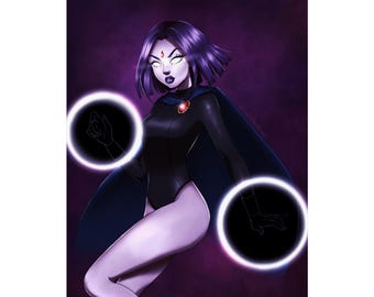 Raven Poster, Teen Titans Vertical Wall Art, Matte Print for Comic Fans