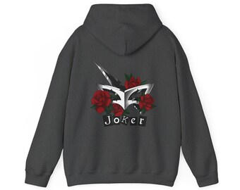 Joker P5 Mask Dagger & Roses | Video Game Unisex Heavy Blend Hooded Sweatshirt | Various Colors