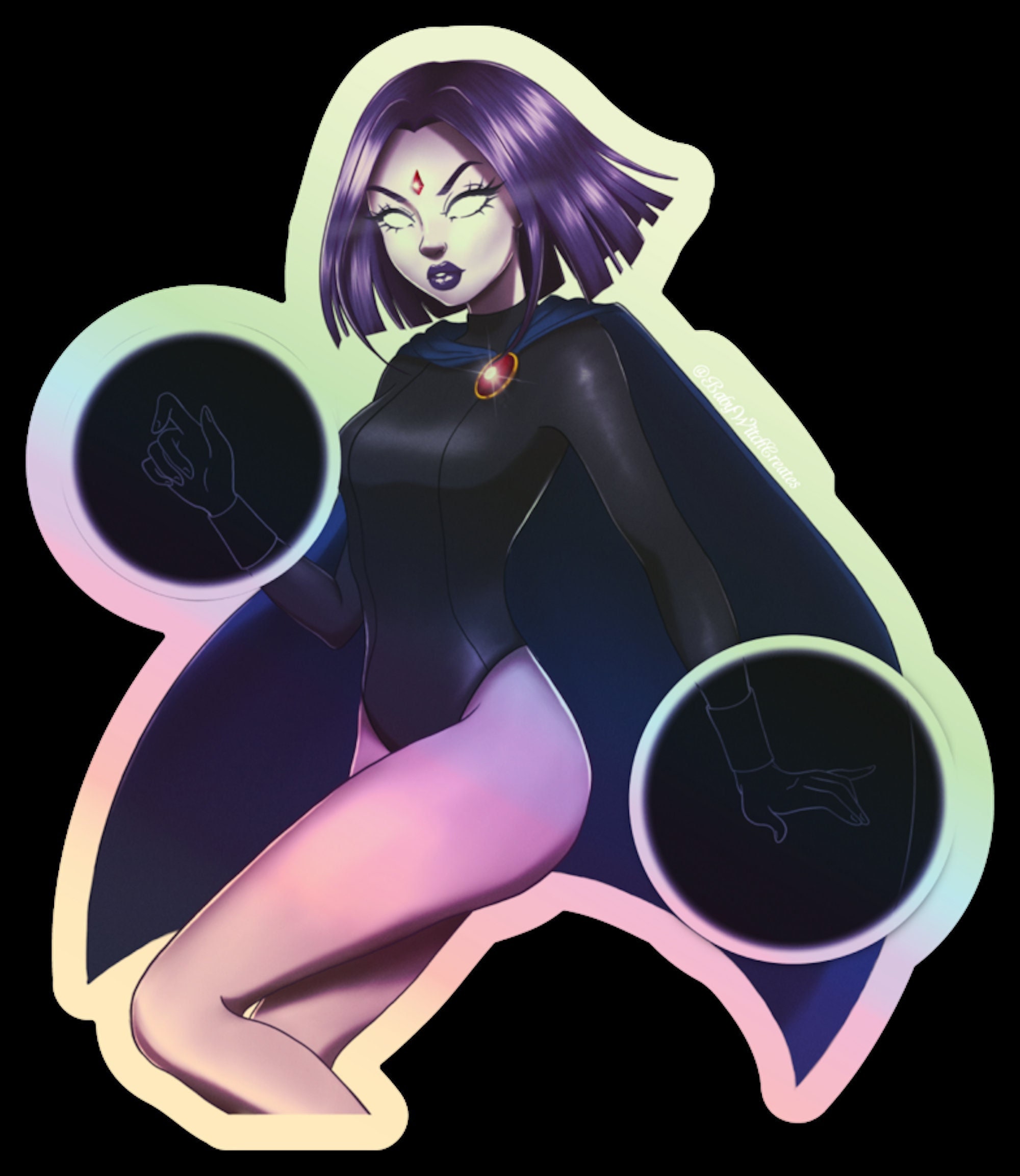 Raven Teen Titans Clear and Holographic Vinyl Stickers photo