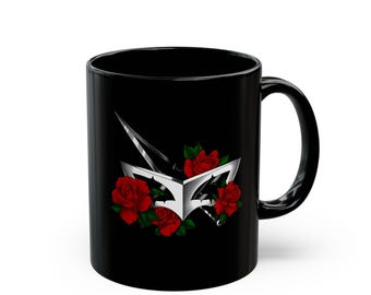 Joker Mask with Dagger and Red Roses Mug | Video Game Inspired Black Mug (11oz, 15oz)