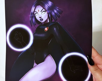Raven Teen Titans 8x8 Matte Art Print | Comic Book Wall Decor