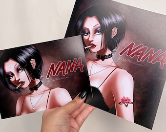 Nana Osaki Black Stones Anime Giclee Prints | Ai Yazawa Manga Fanart | Two Sizes (5x7, 8x8) |  Punk & Goth Home Decor Wall Art