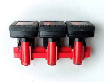 Milwaukee M12 Battery Holder / Wall Mount Rack for 2, 3 or 4 Battery Capacity.