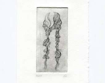 Plait - black and white etching