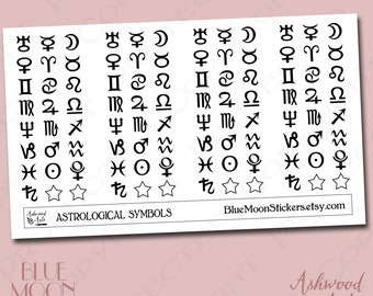 Astrological Symbols Pagan Witch Wiccan Tarot Planner Stickers - Ashwood Arts