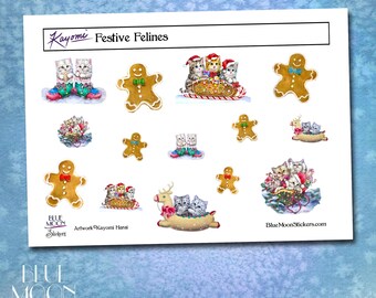 Festliche Felines Kitty Sticker von Kayomi Harai