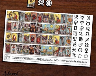 Small Tarot Card Planner Stickers - Pagan Wiccan - Ashwood Arts