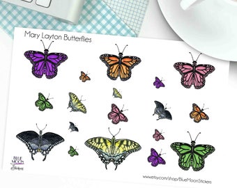 Butterflies art by Mary Layton Spring Stickers