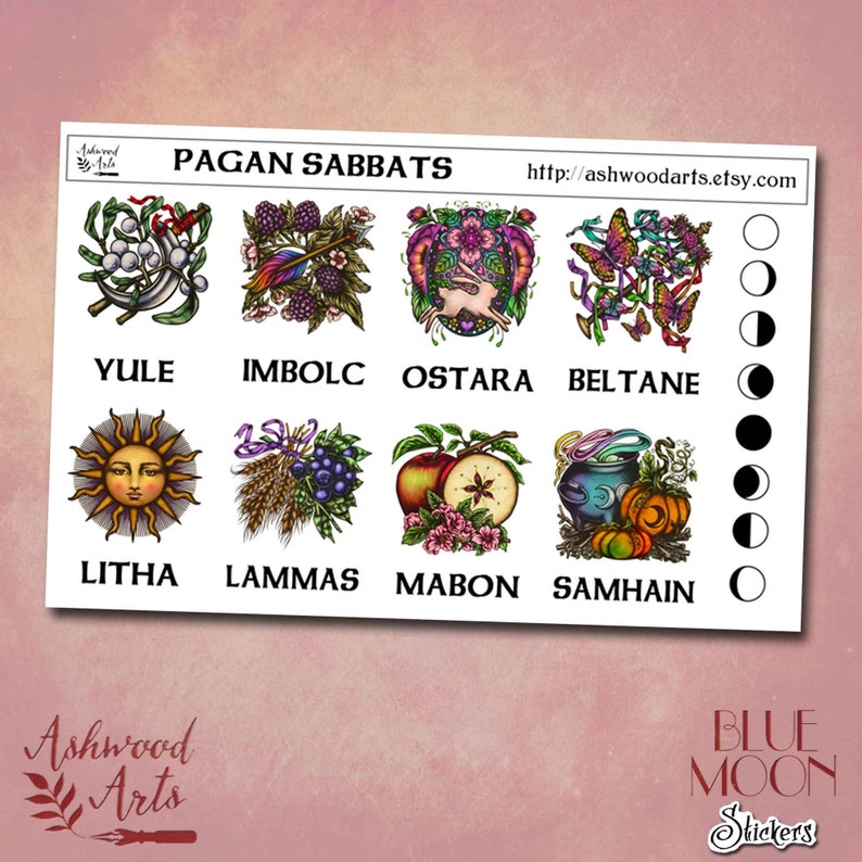 Pagan Sabbats Wheel of the Year Stickers Ashwood Arts image 2