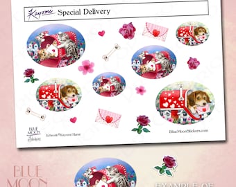 Special Delivery Kätzchen und Welpen Valentinstag Sticker von Kayomi Harai