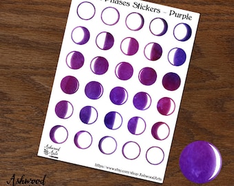 Moon Phases - Pagan - Wiccan - Purple Moon Planner Stickers - Ashwood Arts