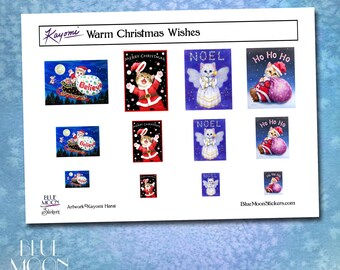 Warme Weihnachtswünsche Kitty Sticker von Kayomi Harai