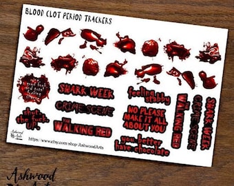 Period Trackers Blood Clot Stickers Ashwood Arts