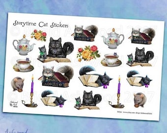 Storytime Cats Cat Lady Afternoon Tea Lover Planner Sticker-Ashwood Arts
