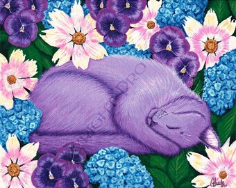 Träumende Katze Kreuzstich Stickmuster Art by Carrie Hawks Tigerpixie