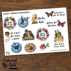 Nasty Woman Feminist Stickers Ashwood Arts