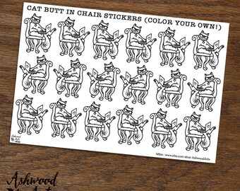 Cat Butt in Chair Writing Motivational Stickers Ashwood Arts