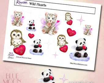 Wild Hearts cute animals Valentine Stickers by Kayomi Harai