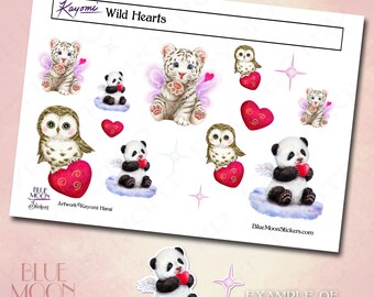 Wilde Herzen niedliche Tiere Valentinstag Sticker von Kayomi Harai