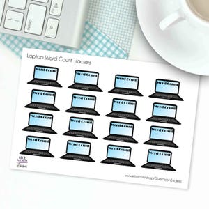 Laptop Design Writer&#39;s Word Count Tracking Stickers