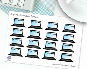 Laptop Design Writer's Word Count Tracking Stickers