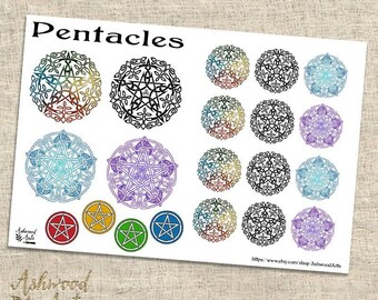 Pentacle Pentagram Pagan Wiccan Witch Planner Stickers - Ashwood Arts