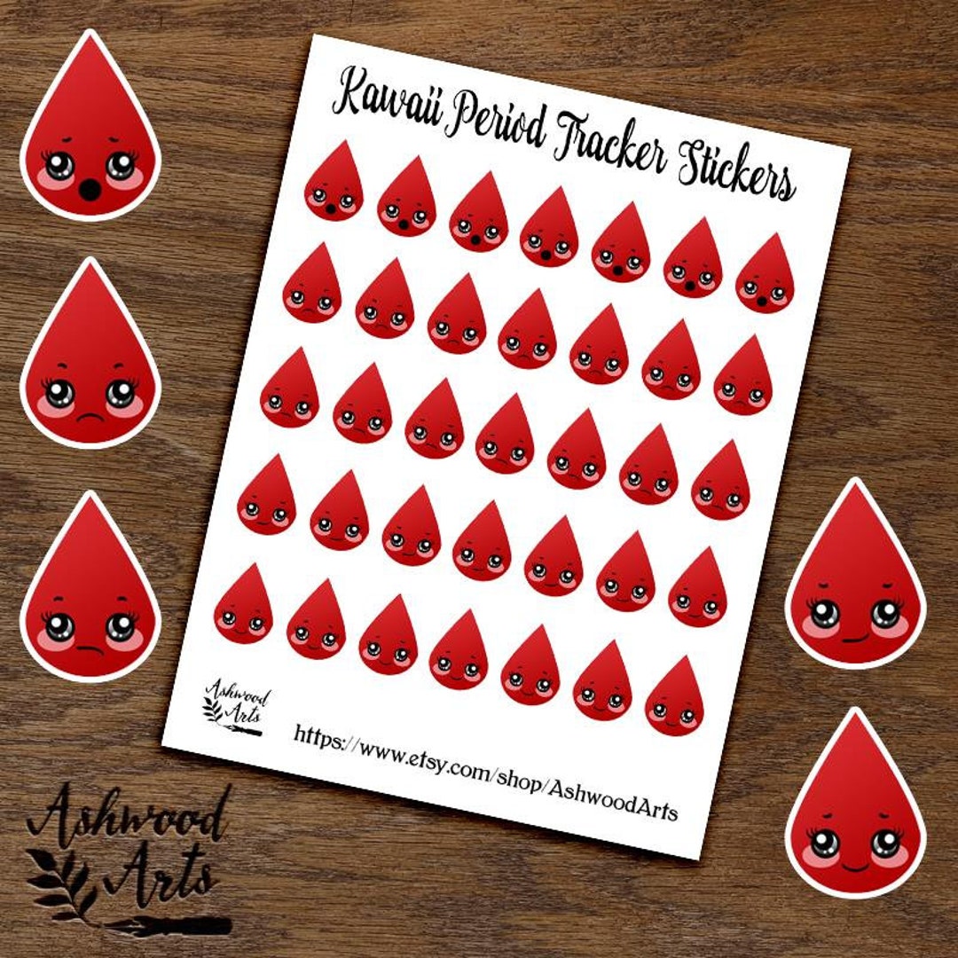 Period Trackers Kawaii Blood Drop Stickers Ashwood Arts - Etsy