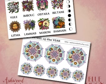 Pagan Sabbats Wheel of the Year Stickers Ashwood Arts