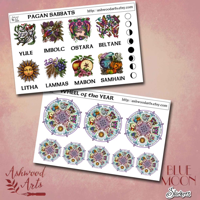 Pagan Sabbats Wheel of the Year Stickers Ashwood Arts image 1