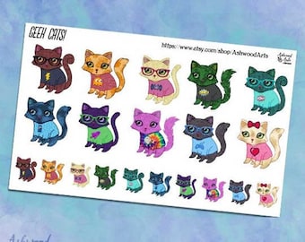 Geek Cats Planner Stickers - Ashwood Arts