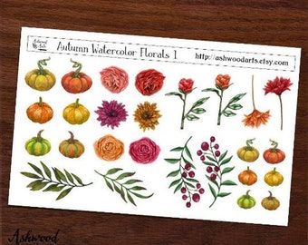 Autumn Watercolor Florals Stickers Ashwood Arts