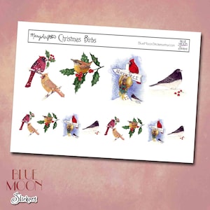 Mary Layton Christmas Birbs Bird Art Stickers